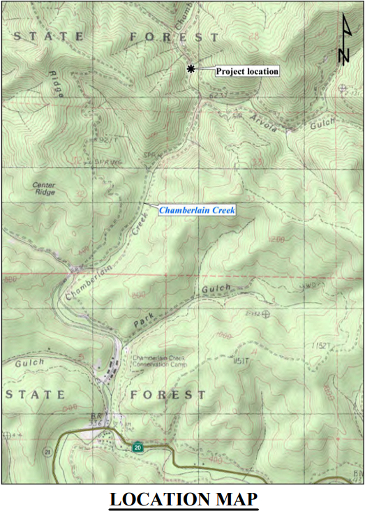 Chamberlain Creek Location Map.